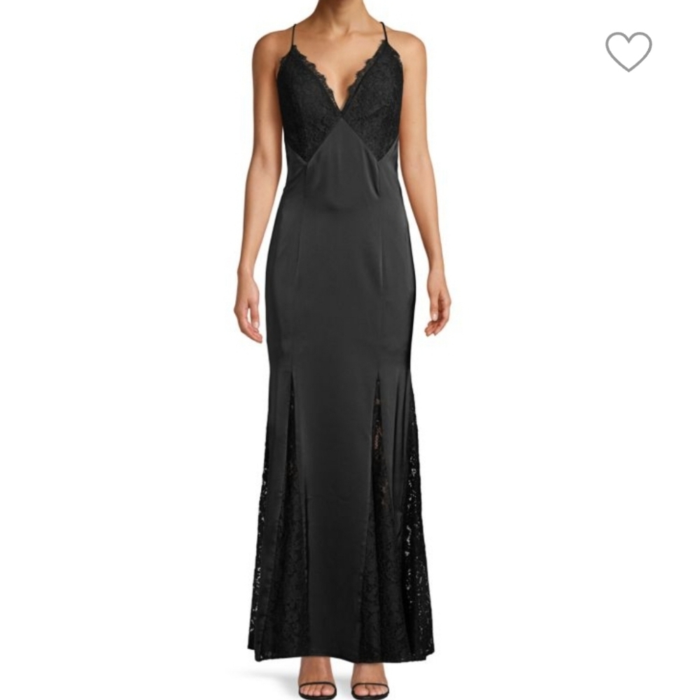 Aidan by Aidan MattoxLiquid Satin Lace Gown